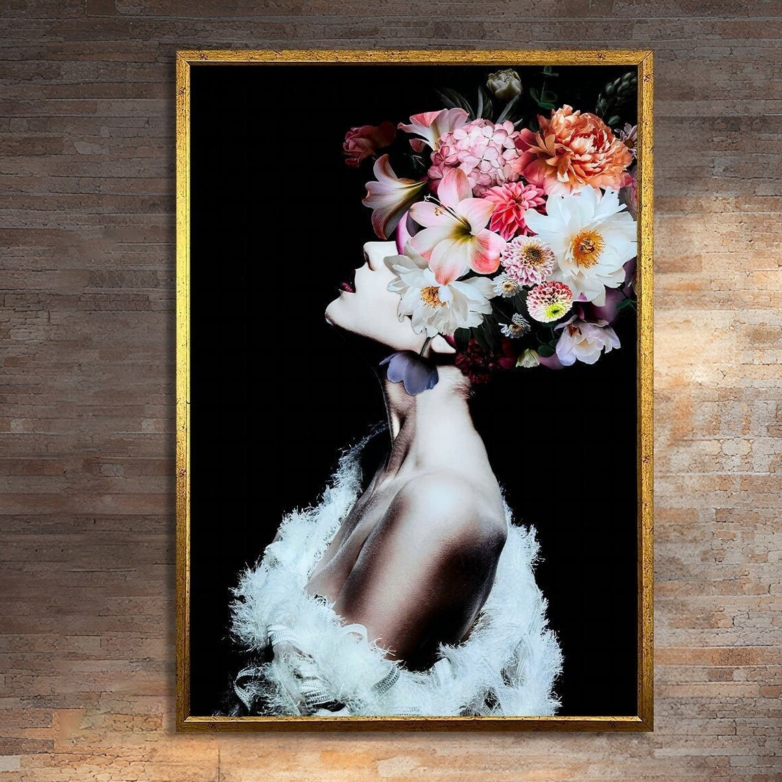 Ethereal Floral Portrait, Elegant Modern Painting