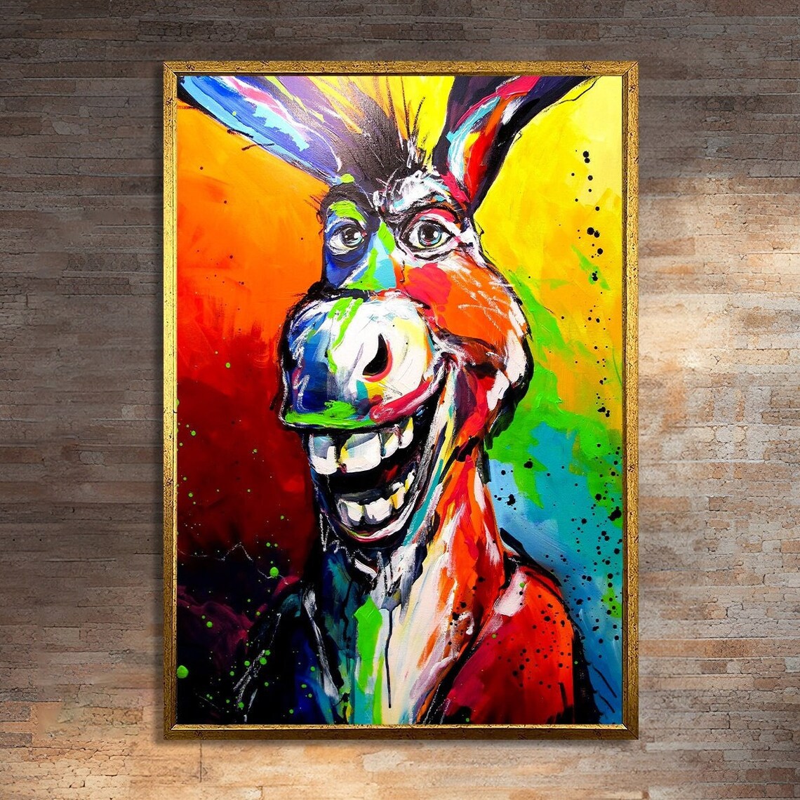 Colorful Donkey Art Print, Vibrant Animal Painting
