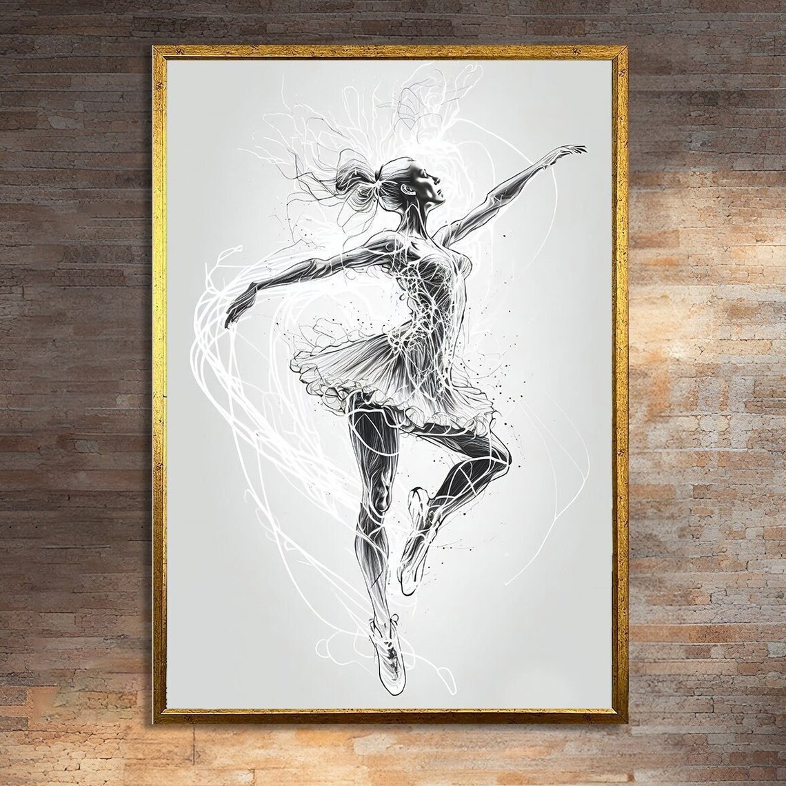 Graceful Ballet Dancer Sketch, Elegant Modern Art Print