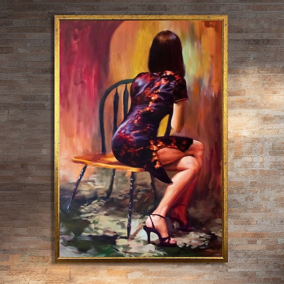 Abstract Woman Sitting On A Chair, Figurative Art Print