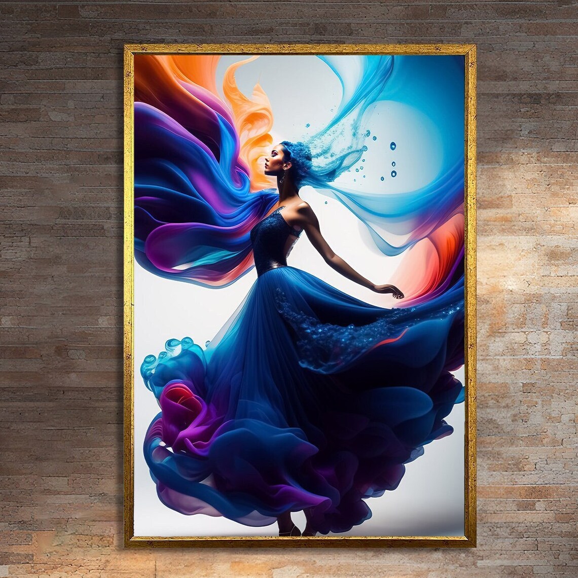 Vibrant Flowing Dress Art Print, Bold Statement Decor