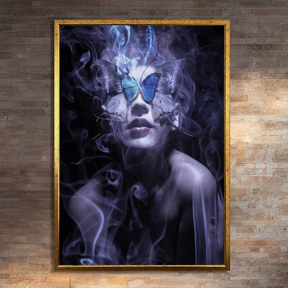 Mystical Butterfly Woman, Surreal Modern Wall Decor