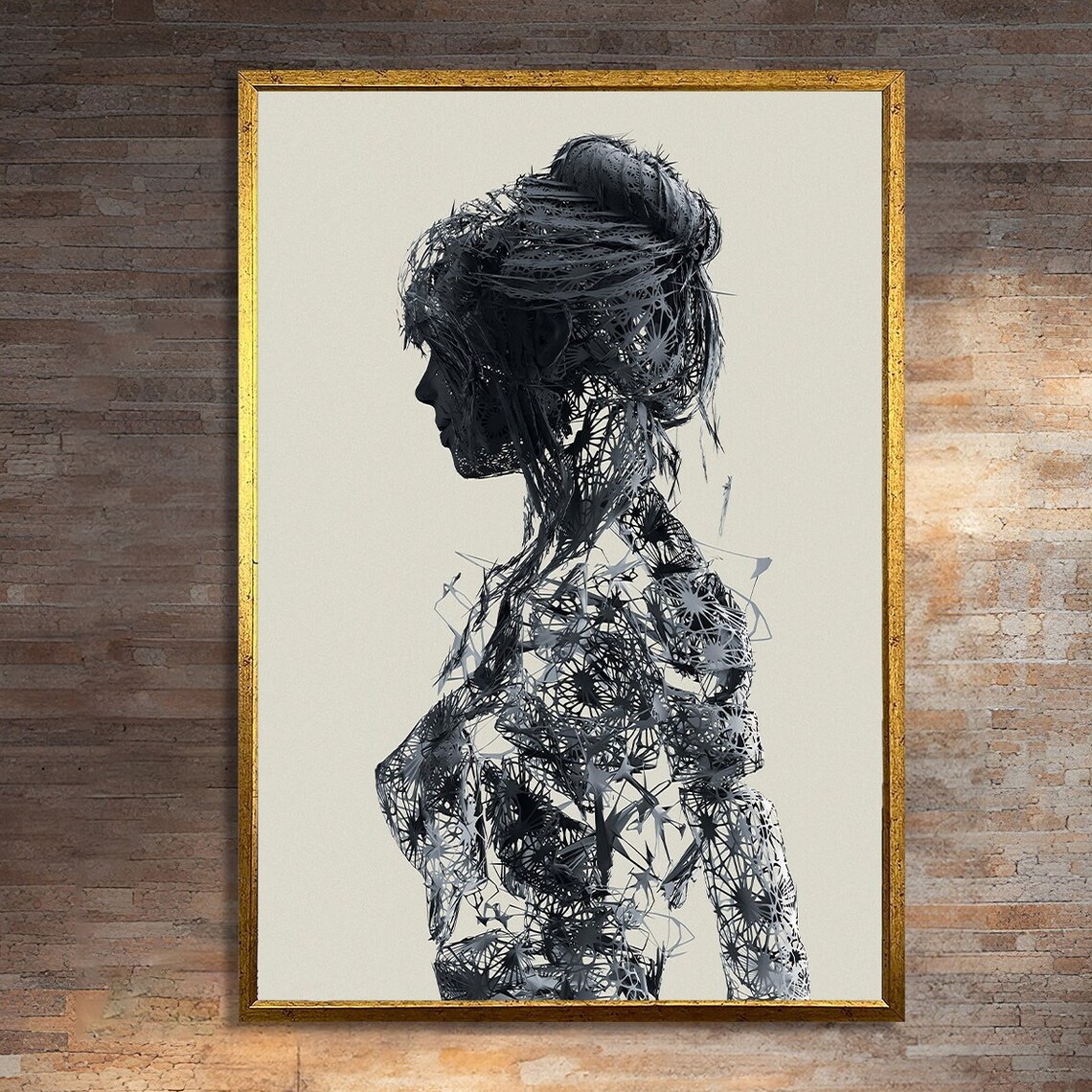Intricate Silhouette Of A Woman, Modern Abstract Art Print
