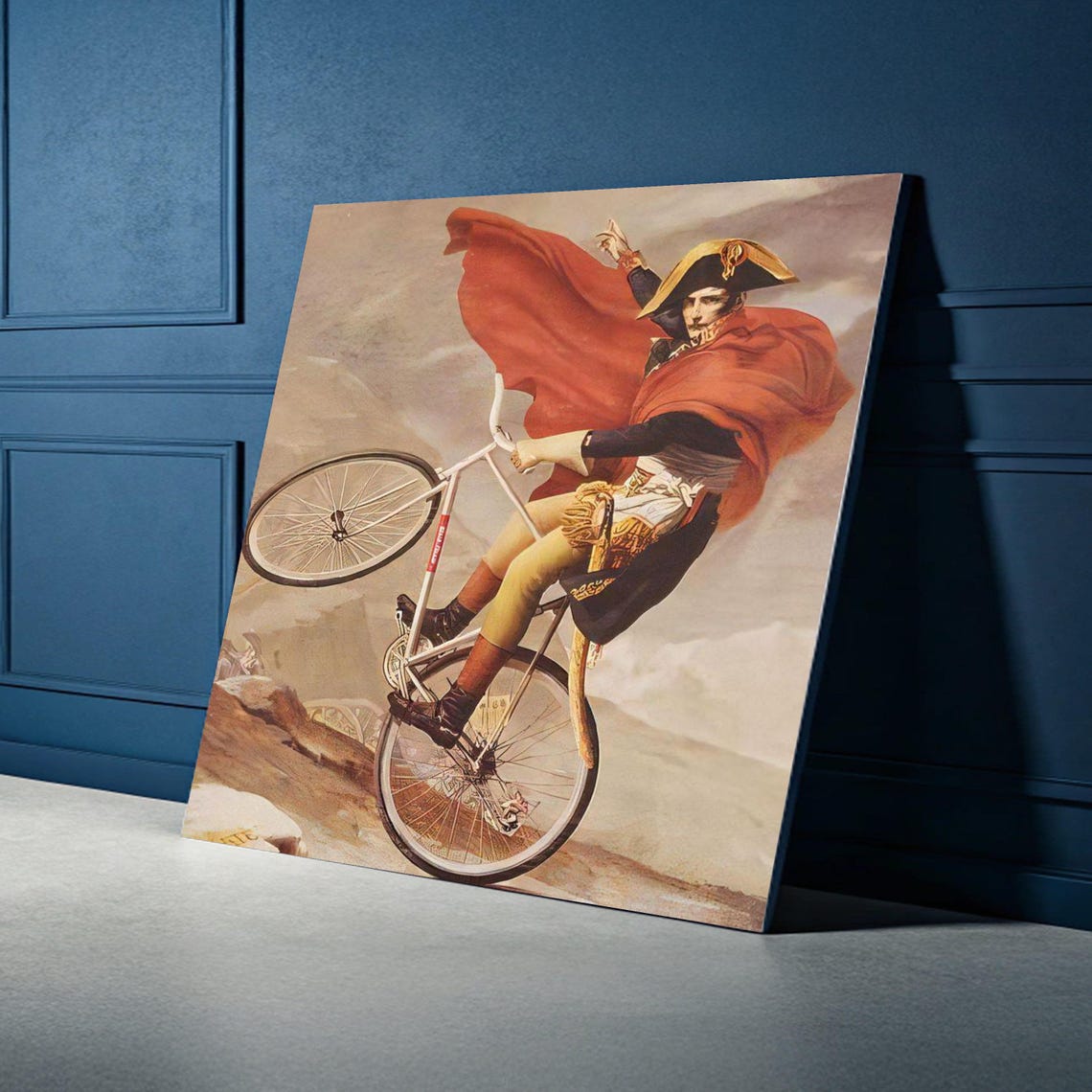 Napoleon Crossing The Alps On A Bicycle Surreal Pop Art Poster