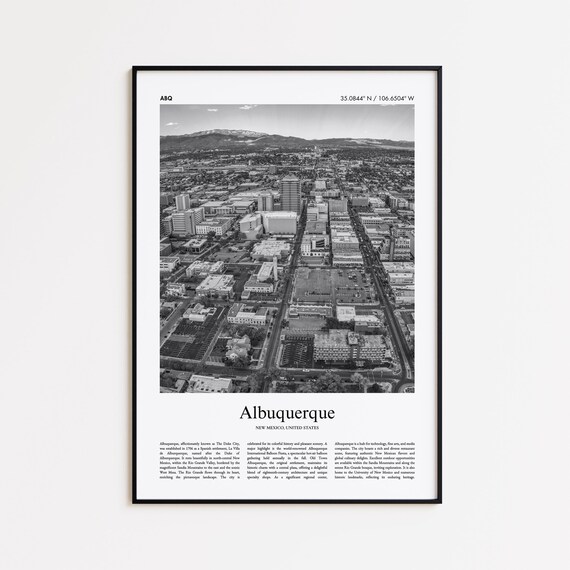 Albuquerque Black And White Print Photo Poster Travel Gift New Mexico United States Usa Wall Art