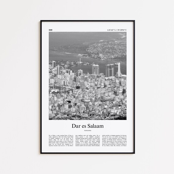 Dar Es Salaam Tanzania Skyline Black And White Editorial Photo Poster