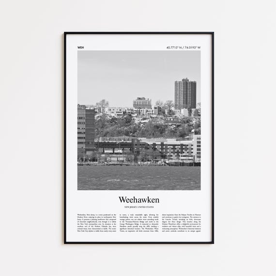 Weehawken Black And White Print Photo Poster Travel Gift New Jersey United States Usa Wall Art