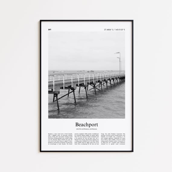 Beachport Black And White Print Photo Poster Travel Gift South Australia Wall Art
