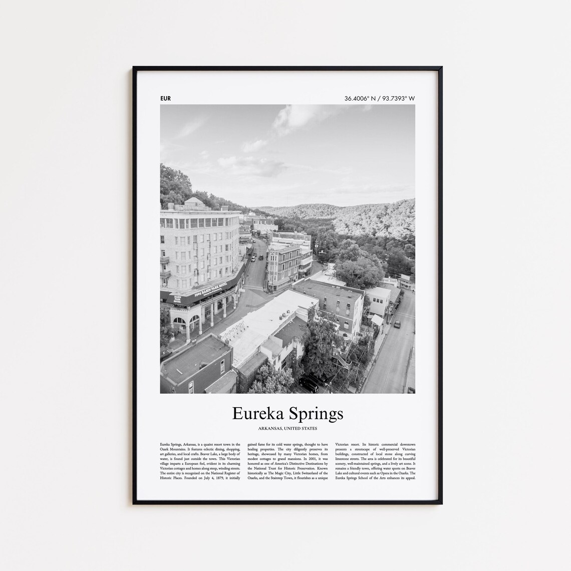 Eureka Springs Arkansas Historic Downtown Photo Travel Poster