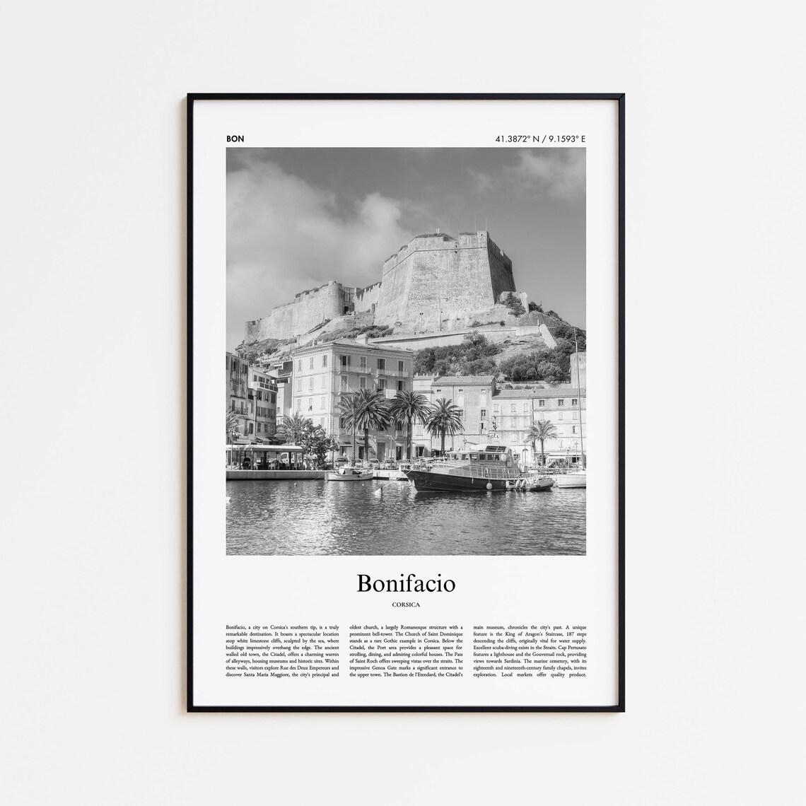 Bonifacio Corsica France Black And White Citadel Photo Poster