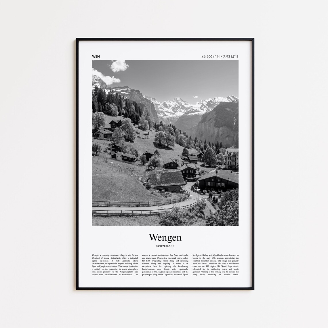 Wengen Switzerland Alpine Village Chalet Mountain Photo Poster