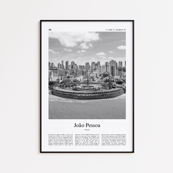 Joo Pessoa Black And White Print Photo Poster Joao Travel Gift Brazil Wall Art Minimal Home Decor