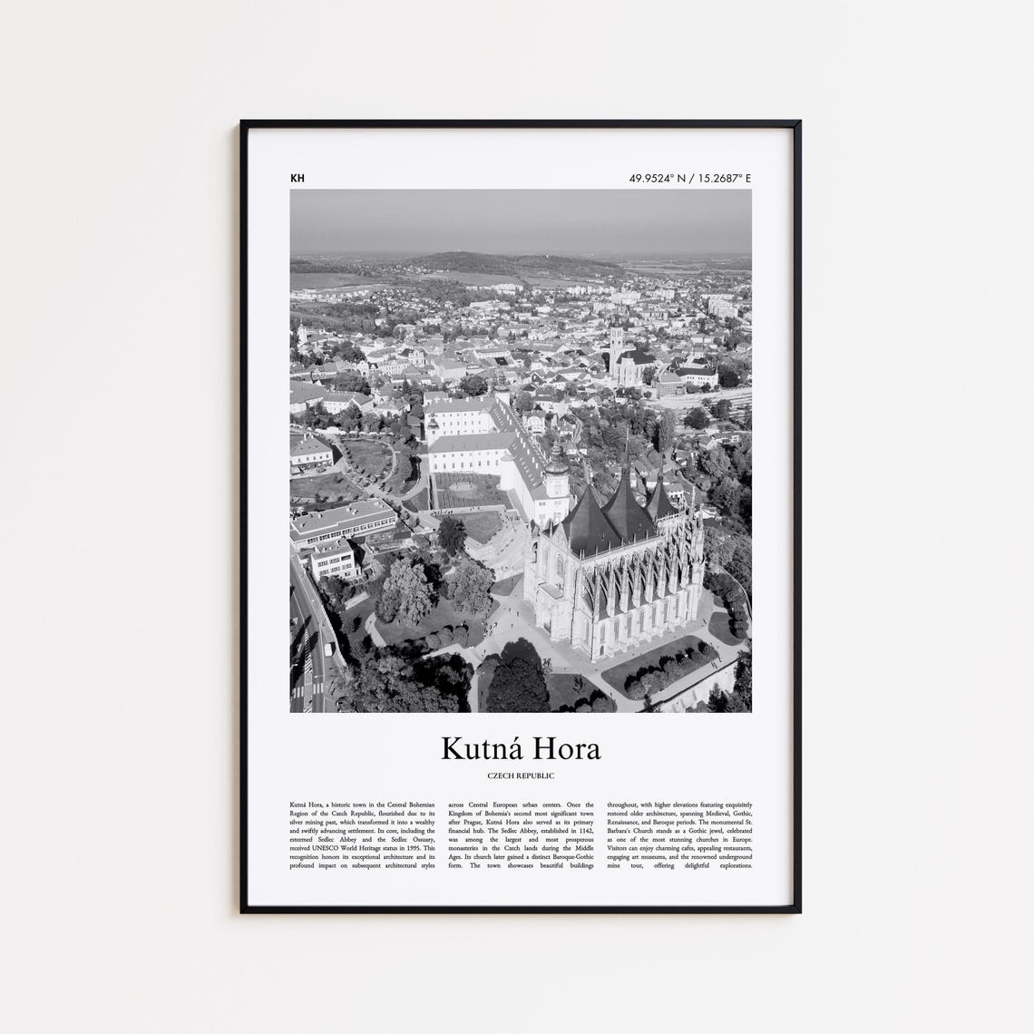 Kutna Hora Czech Republic St Barbara Black And White Photo Poster
