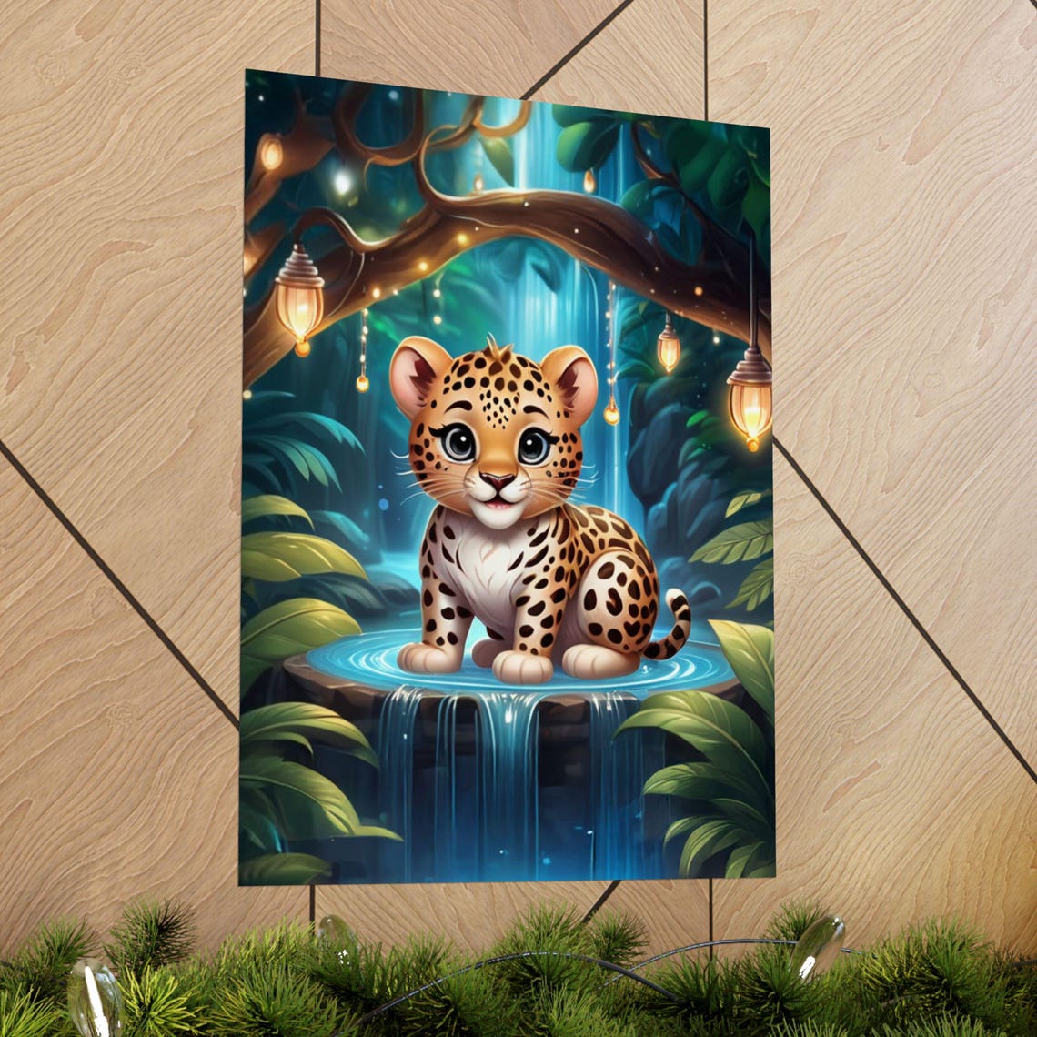 Leopard Whimsical Jungle Scene, Nursery Decor - Image 3