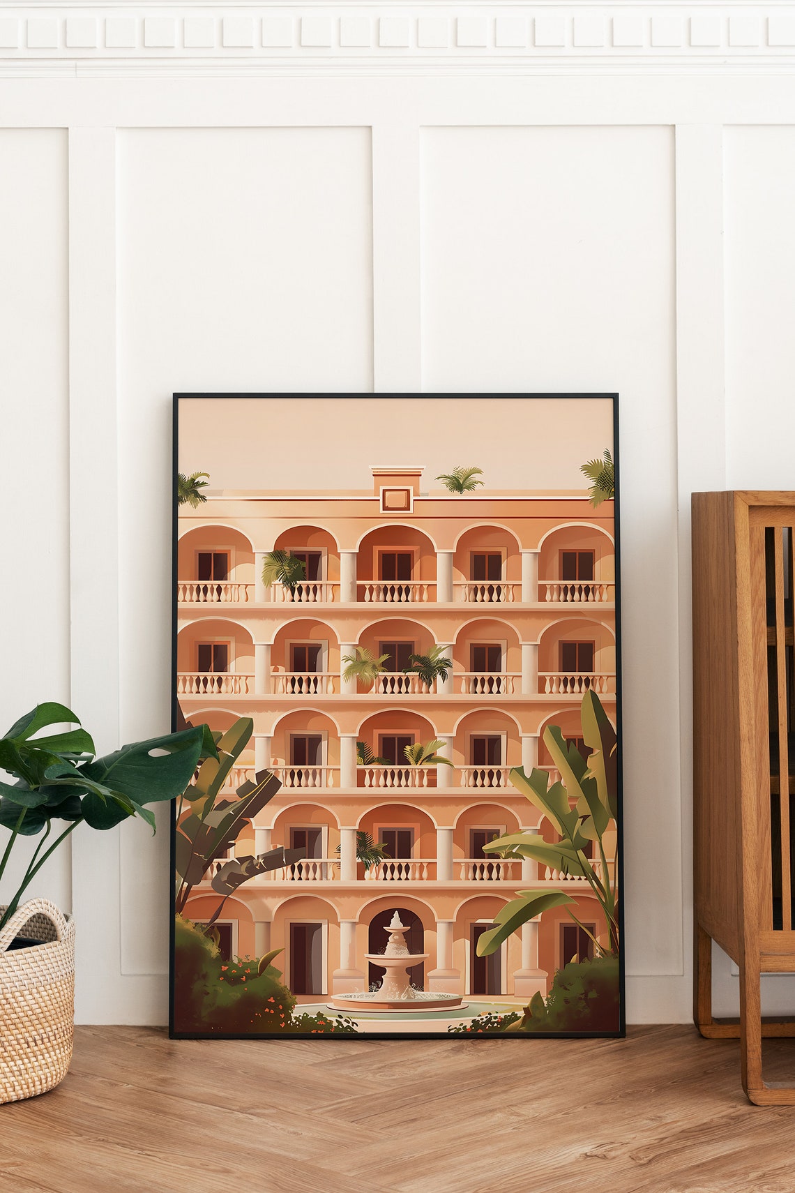 Indian Heritage Hotel Courtyard Arches Fountain Travel Wall Art - Image 2