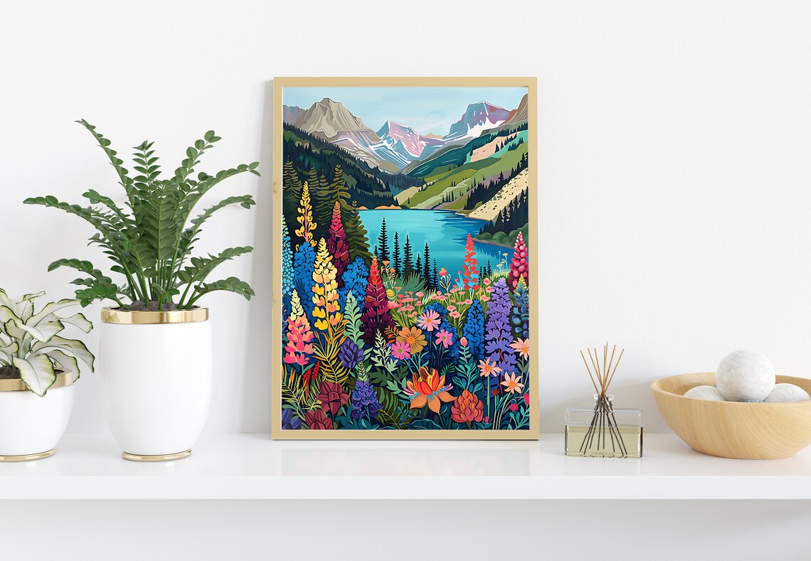 Maximalist Mountain Valley Art Print, Floral Hills - Image 3