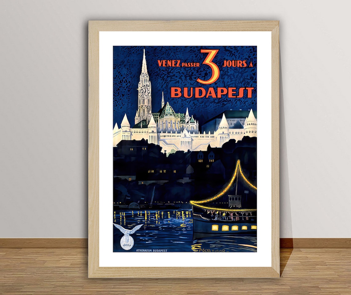 Budapest Hungary Vintage Travel Poster Wall Art Print