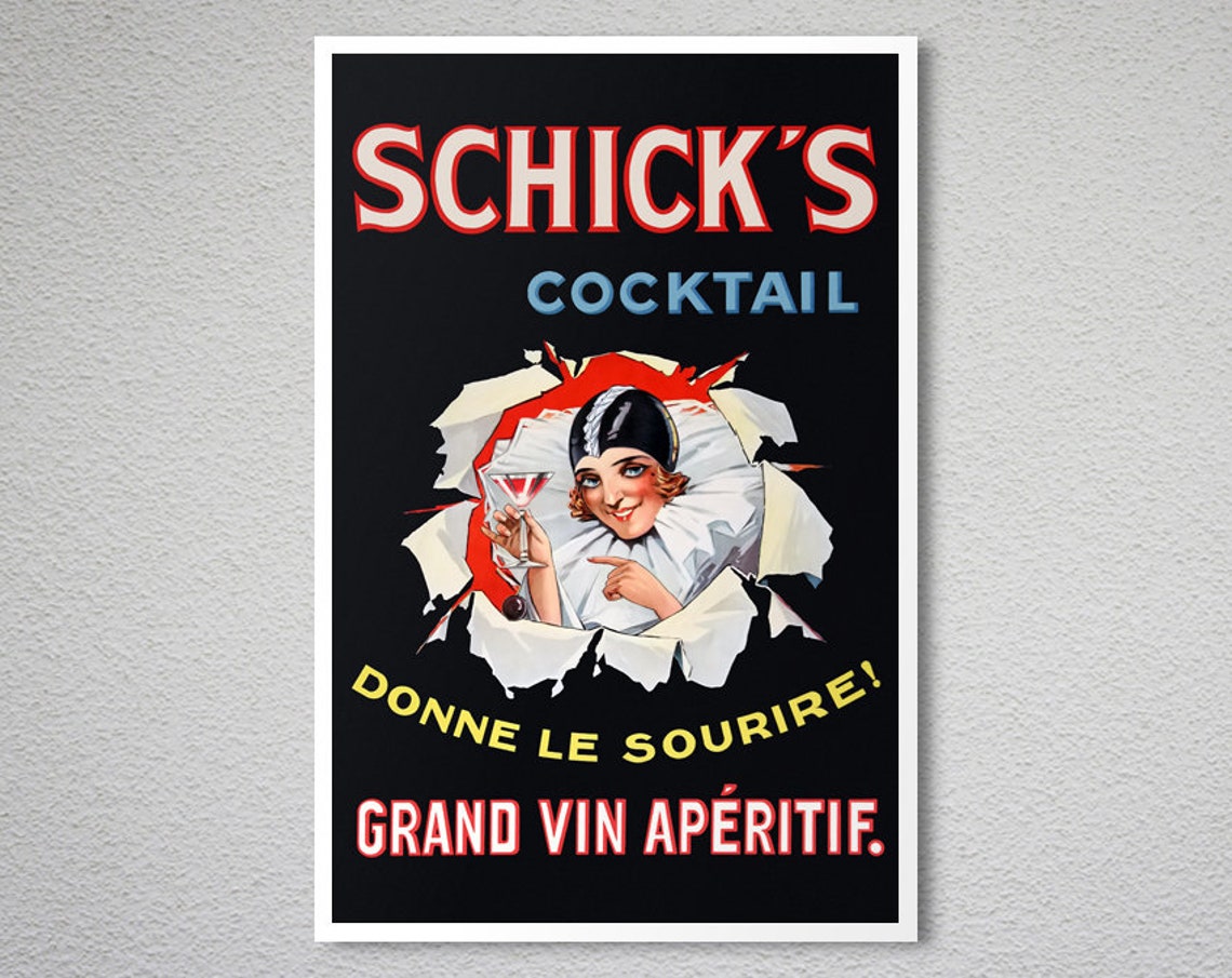 Schicks Cocktail Grand Vin Aperitif Clown Vintage Bar Poster - Image 2