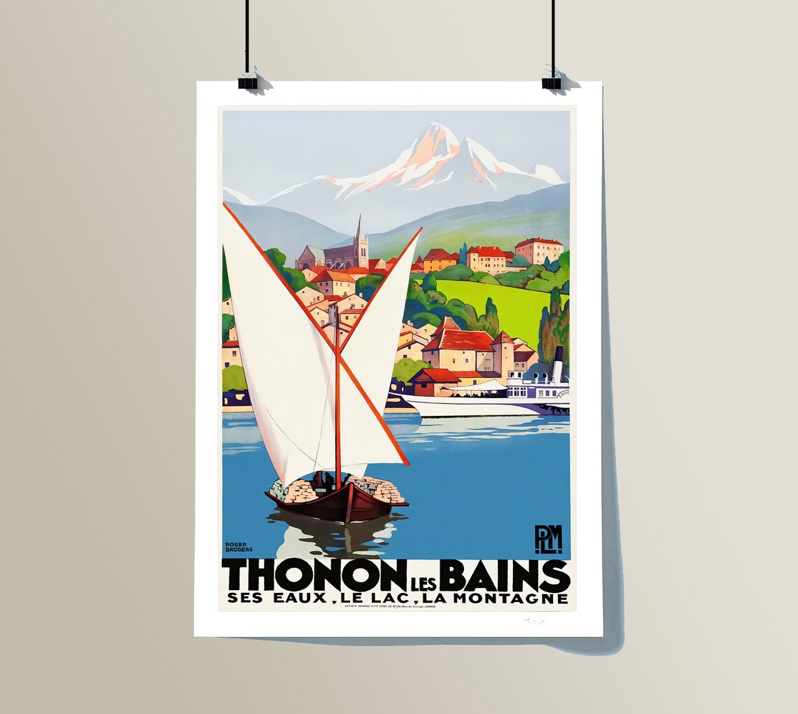 Thonon Les Bains France Vintage Travel Poster - Image 2