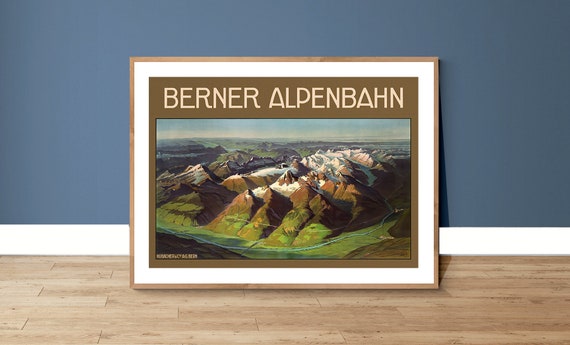 Berner Alpen Bahn Vintage Travel Poster Poster Paper Or Print Gift Idea