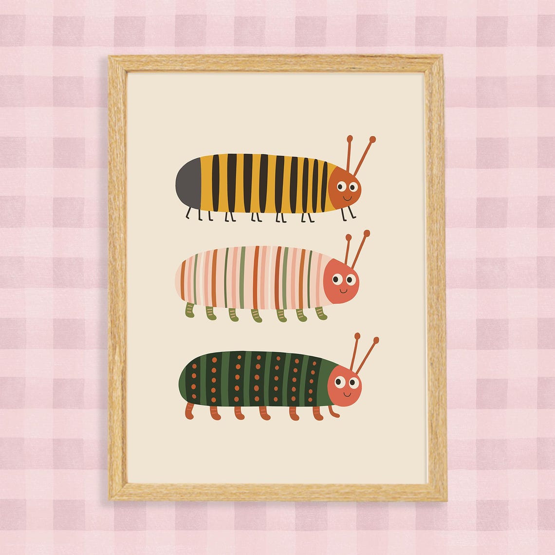 Cute Caterpillar Trio Nursery Poster for Kids Room and Playroom