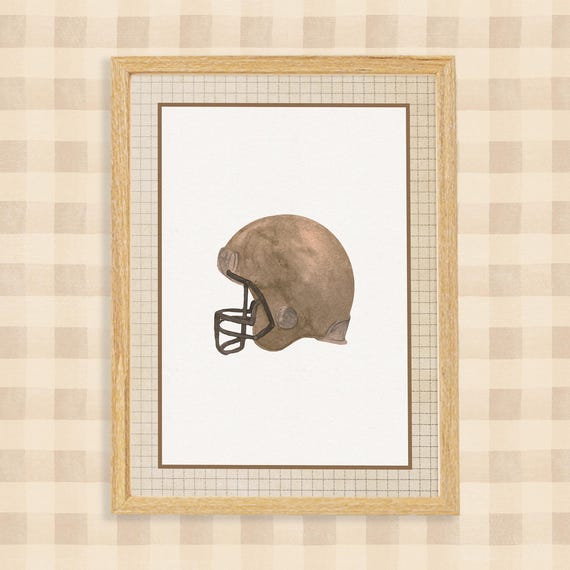 Vintage Football Helmet Print Sports Nursery Decor