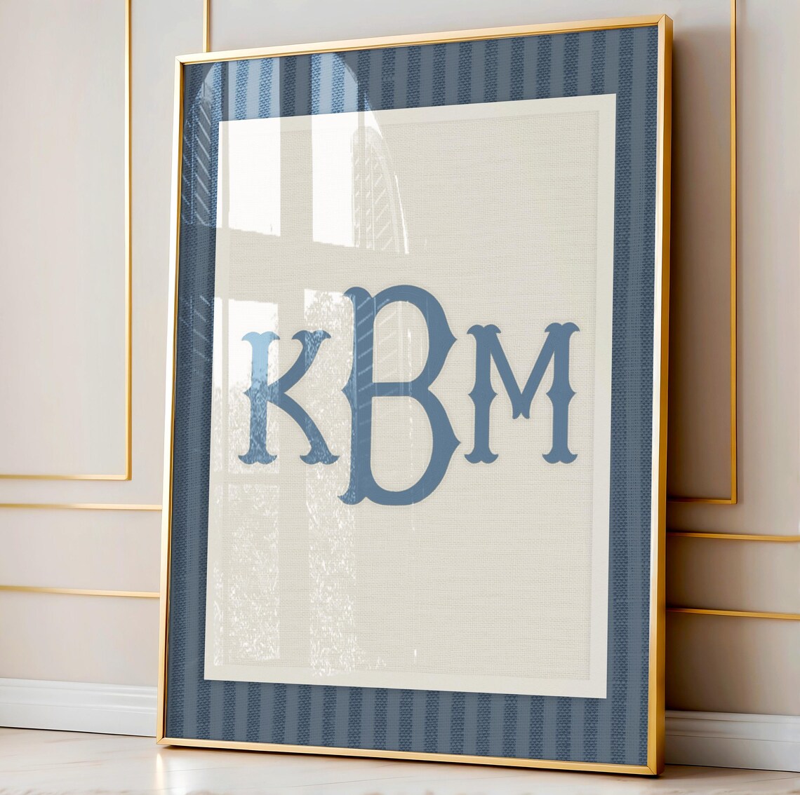 Embroidery Monogram Nursery Wall Art, Personalized Initials