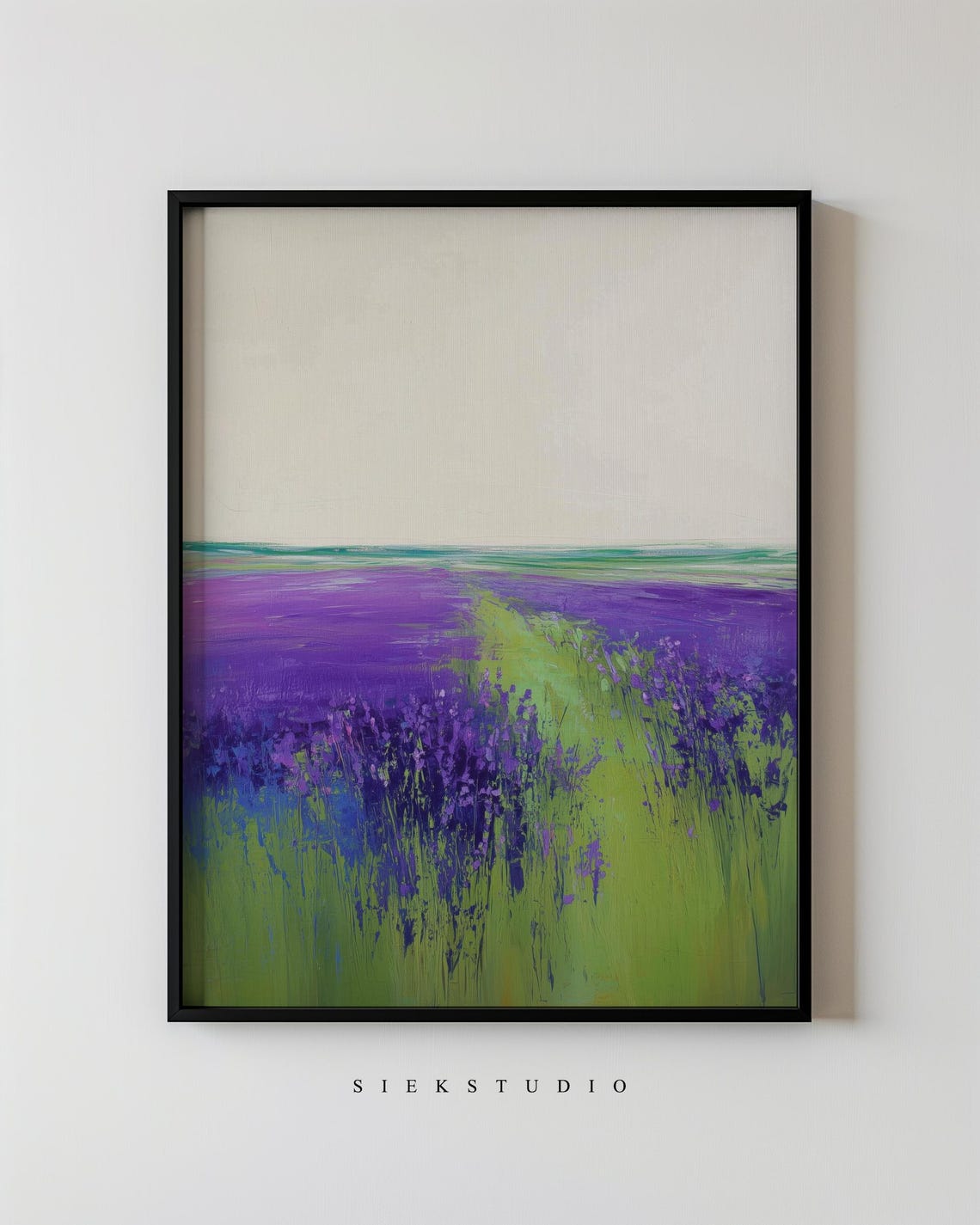 Purple Wildflower Field Green Path Abstract Minimalist Spring Poster