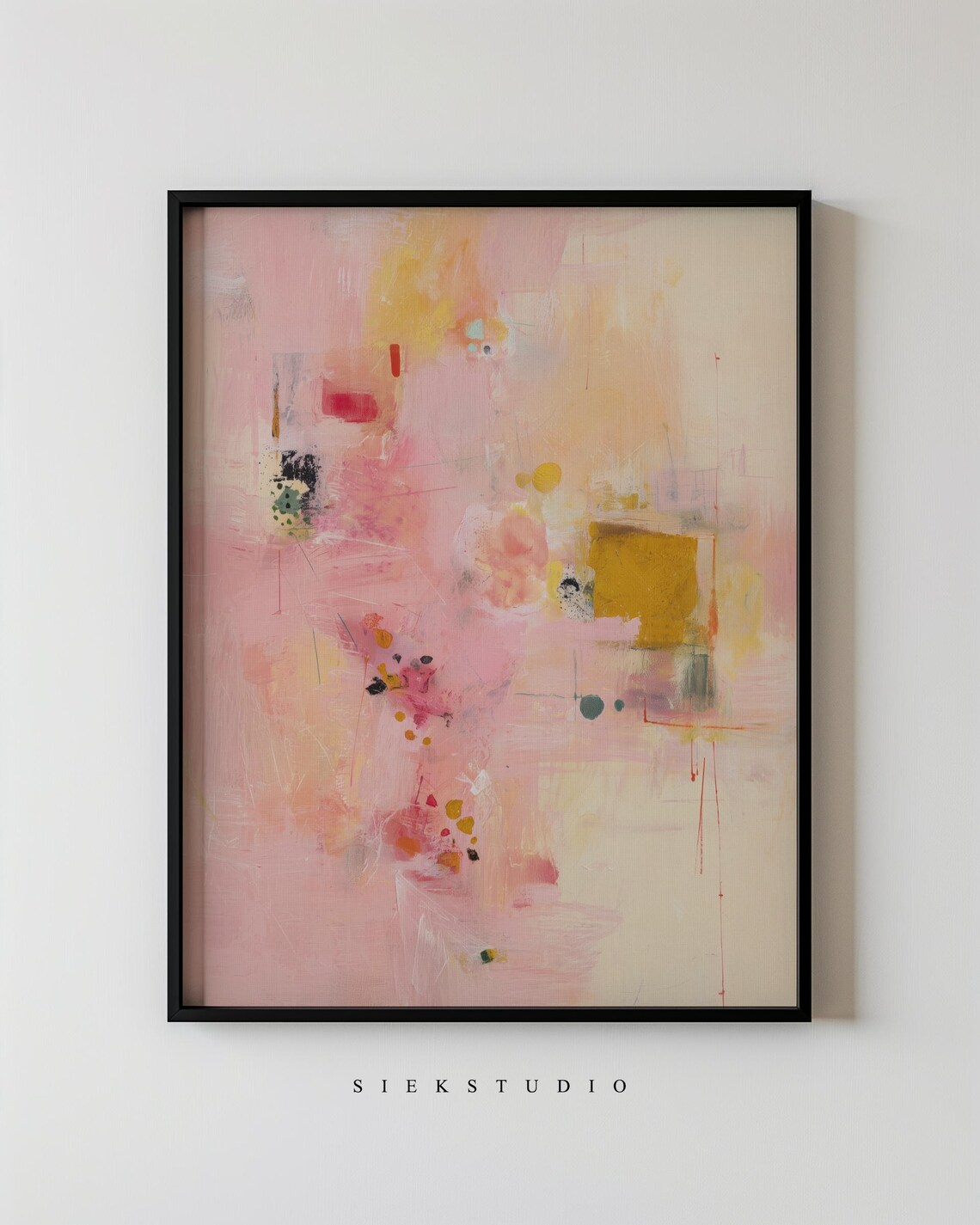 Colorful Abstract Pink Minimalistic Painting, Art Print