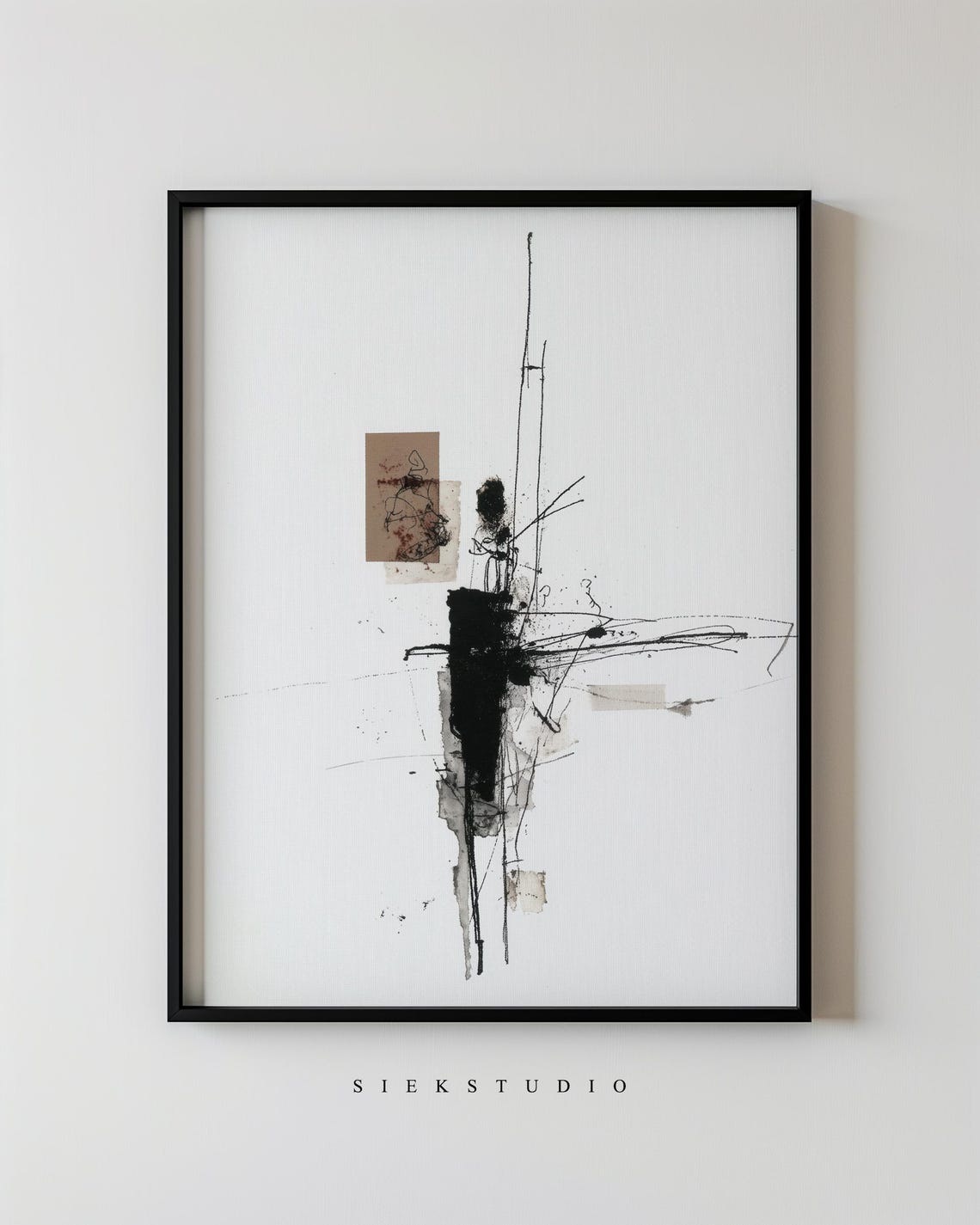 Minimalist Abstract Ink Sketch Line Art Beige Modern Canvas Poster
