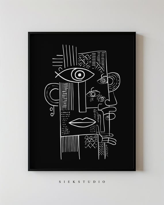 Modern Abstract Minimalist Portrait, Line Art Print