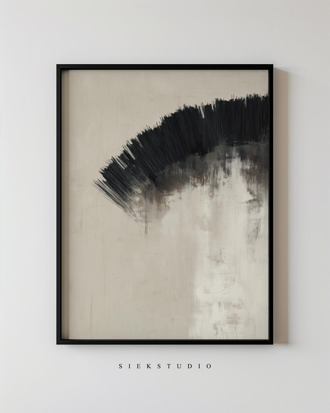 Black And Beige Sweeping Brushstroke Wall Art Modern Abstract Minimalist Painting Contemporary Expressionist Home Decor 245