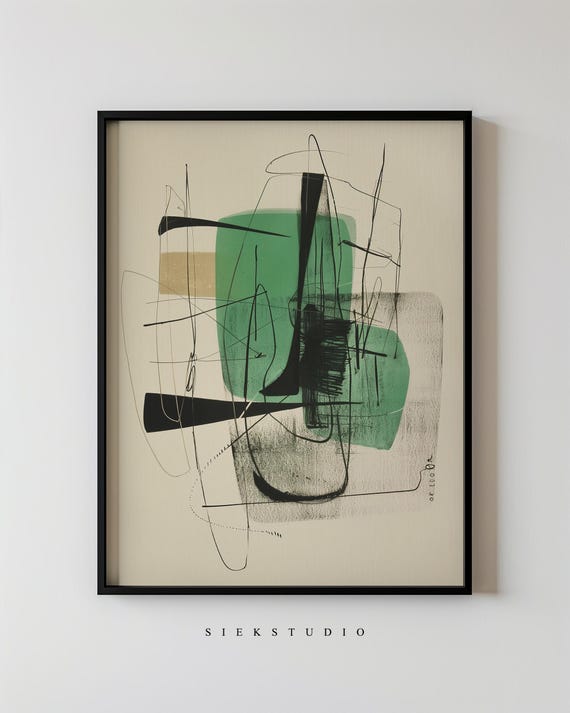 Minimalist Modern Abstract Line Art, Geometric Art Print