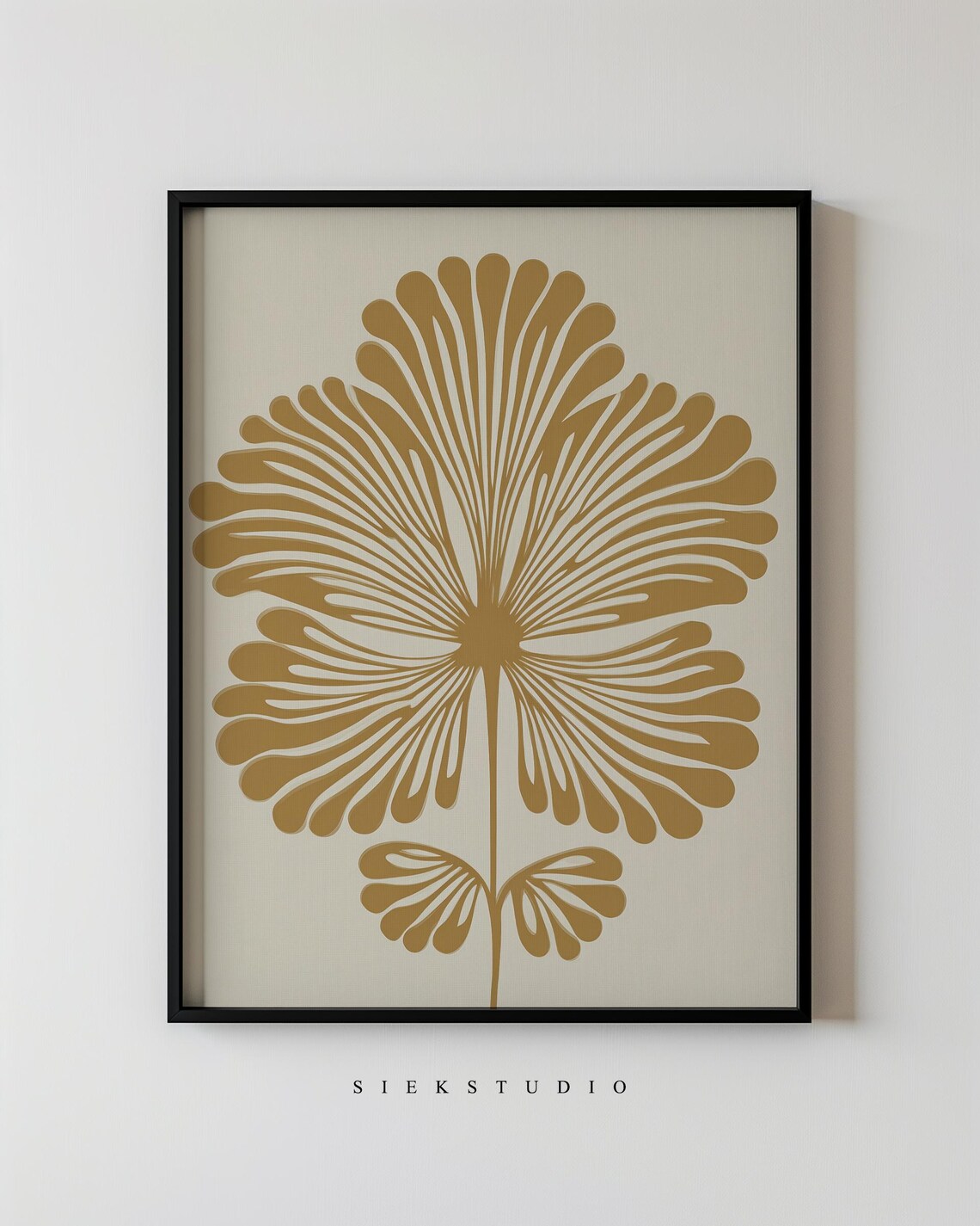 Modern Botanical Wall Art Minimalist Flower Ginkgo Leaf Neutral Gold Floral Pattern Line Drawing Contemporary Nature Home Decor 64