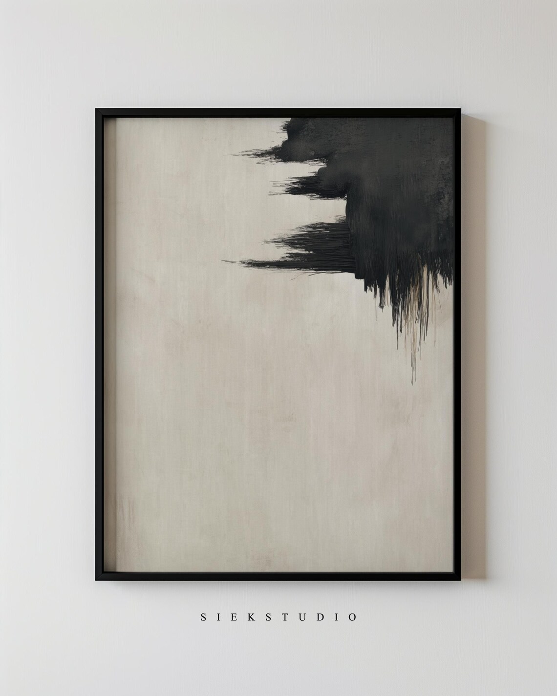 Black And Beige Brushstroke Abstract Art Print