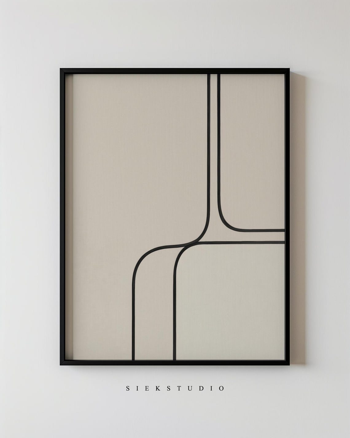 Curved Line Geometric Minimalist Beige Modern Wall Art Gift Decor