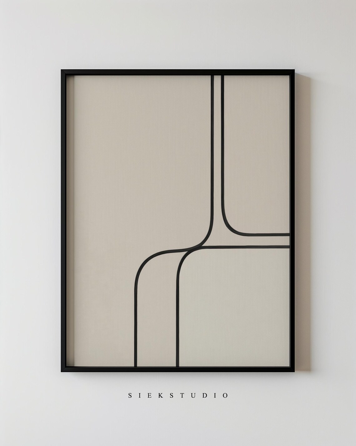 Geometric Abstract Line Art Modern Minimalist Wall Black On Beige Composition Neutral Contemporary Simple Decor Drawing 46