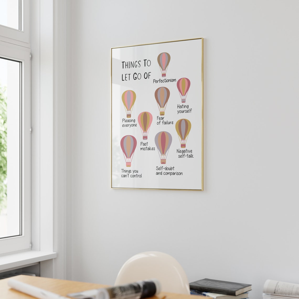 Things To Let Go Of Hot Air Balloon Release Negativity Art Poster - Image 3