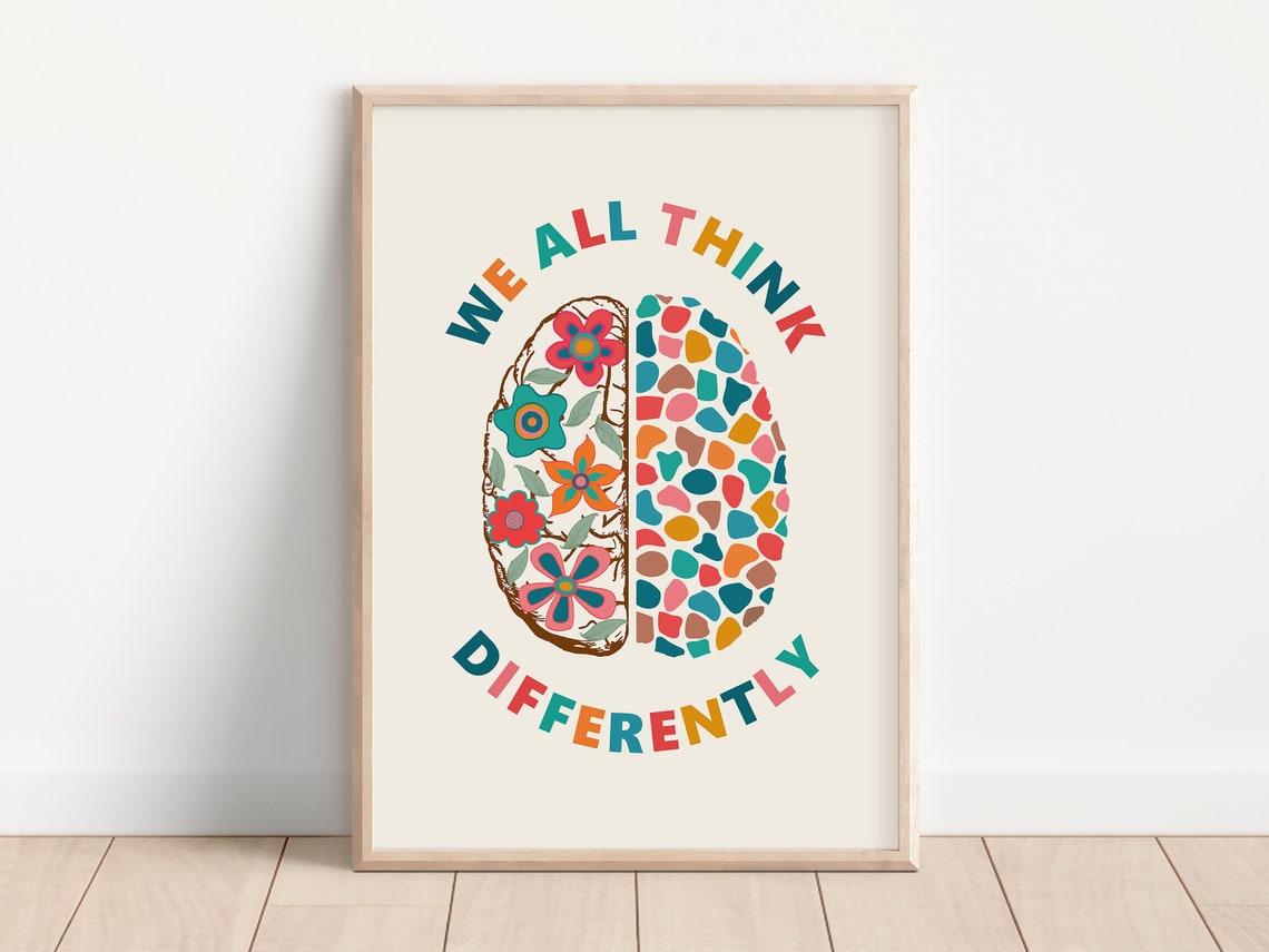 Neurodiversity Poster, Brain Art Print
