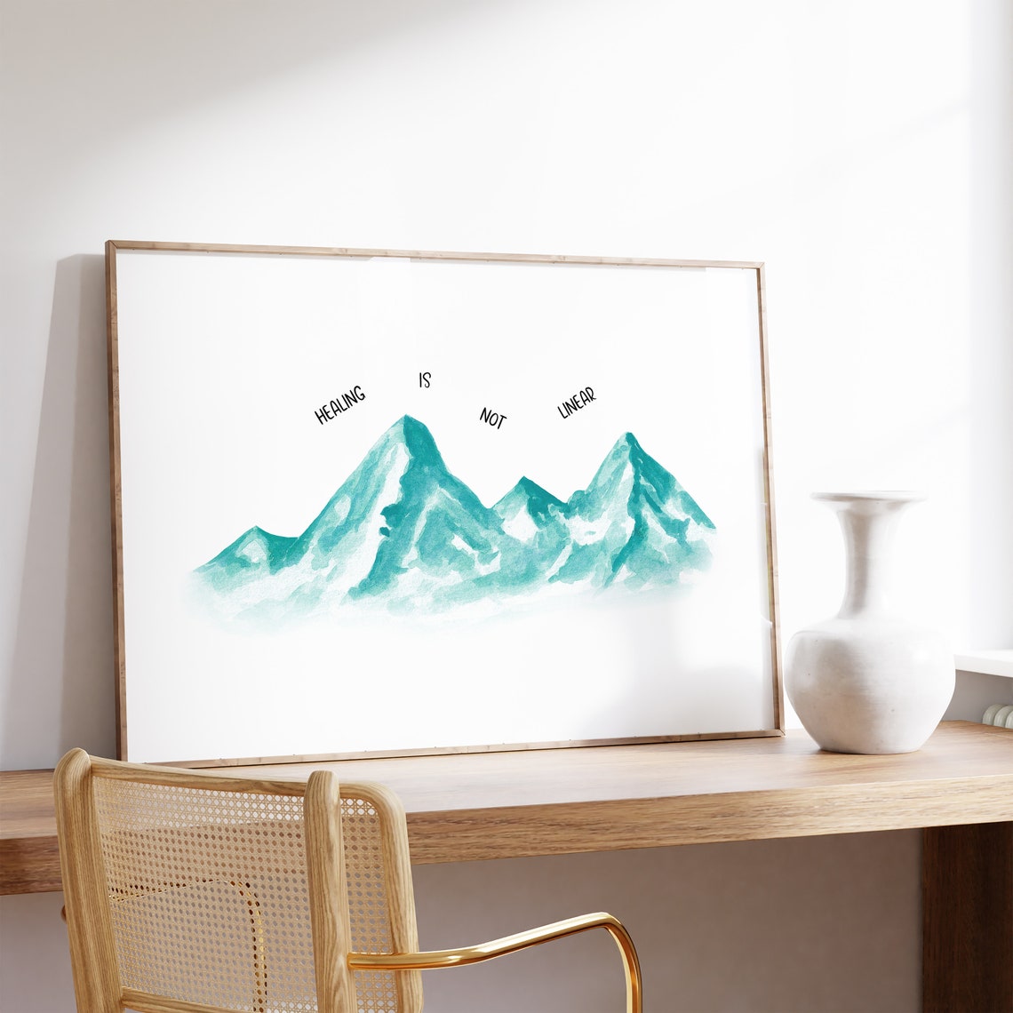 Healing Is Not Linear Mountain Watercolor Mental Health Therapy Poster - Image 3
