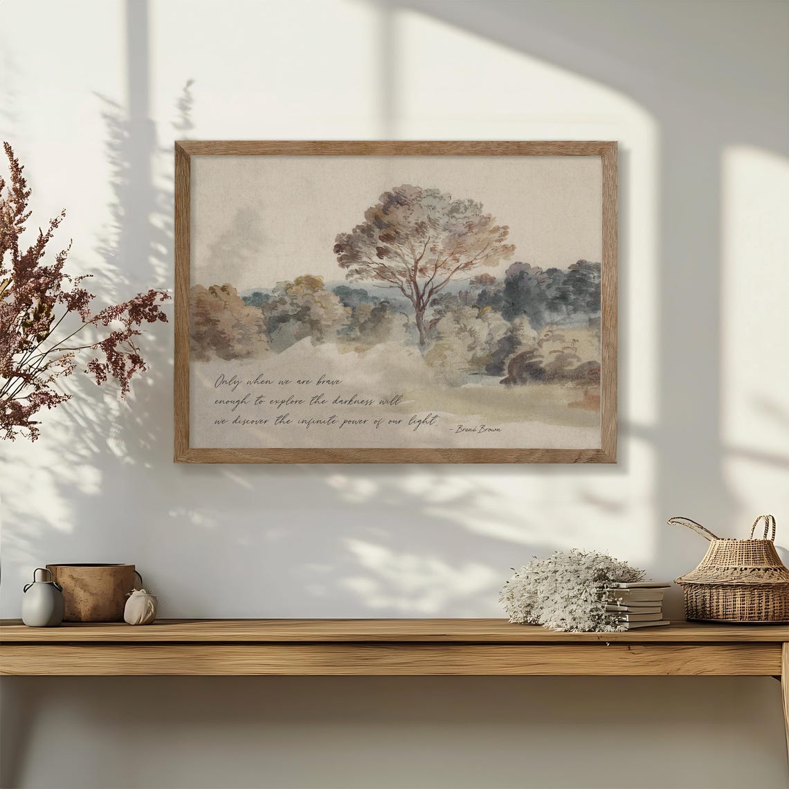 Brene Brown Brave Enough Darkness Watercolor Tree Landscape Poster - Image 2