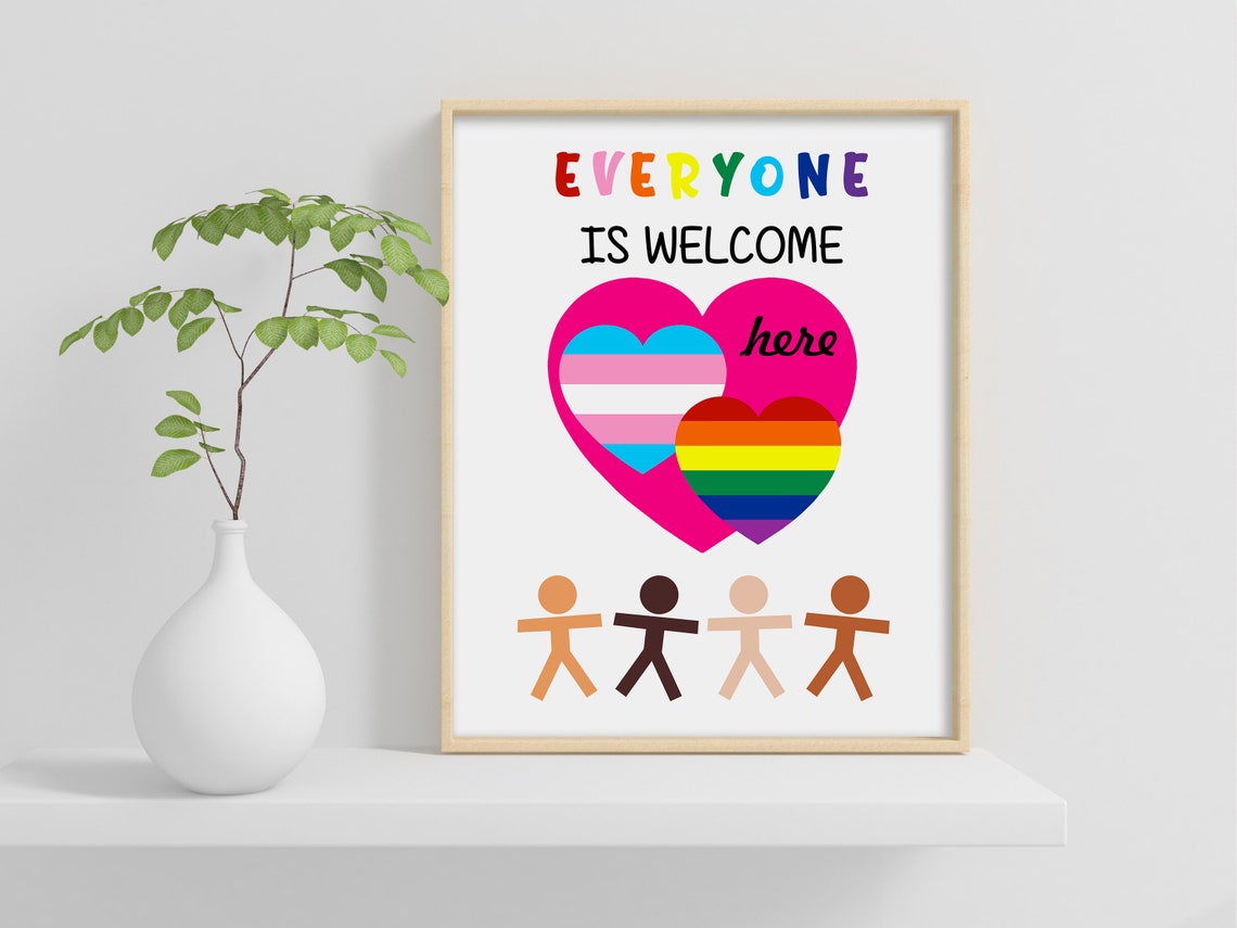 Everyone Is Welcome Here Diversity Inclusion Classroom Therapy Poster - Image 2