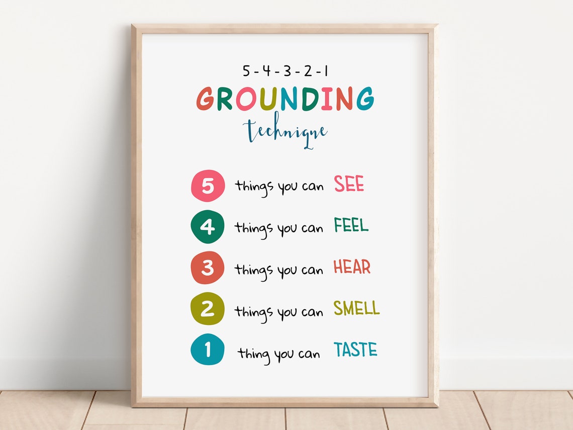 5 4 3 2 1 Grounding Technique Playful Hand Lettered Coping Poster - Image 2