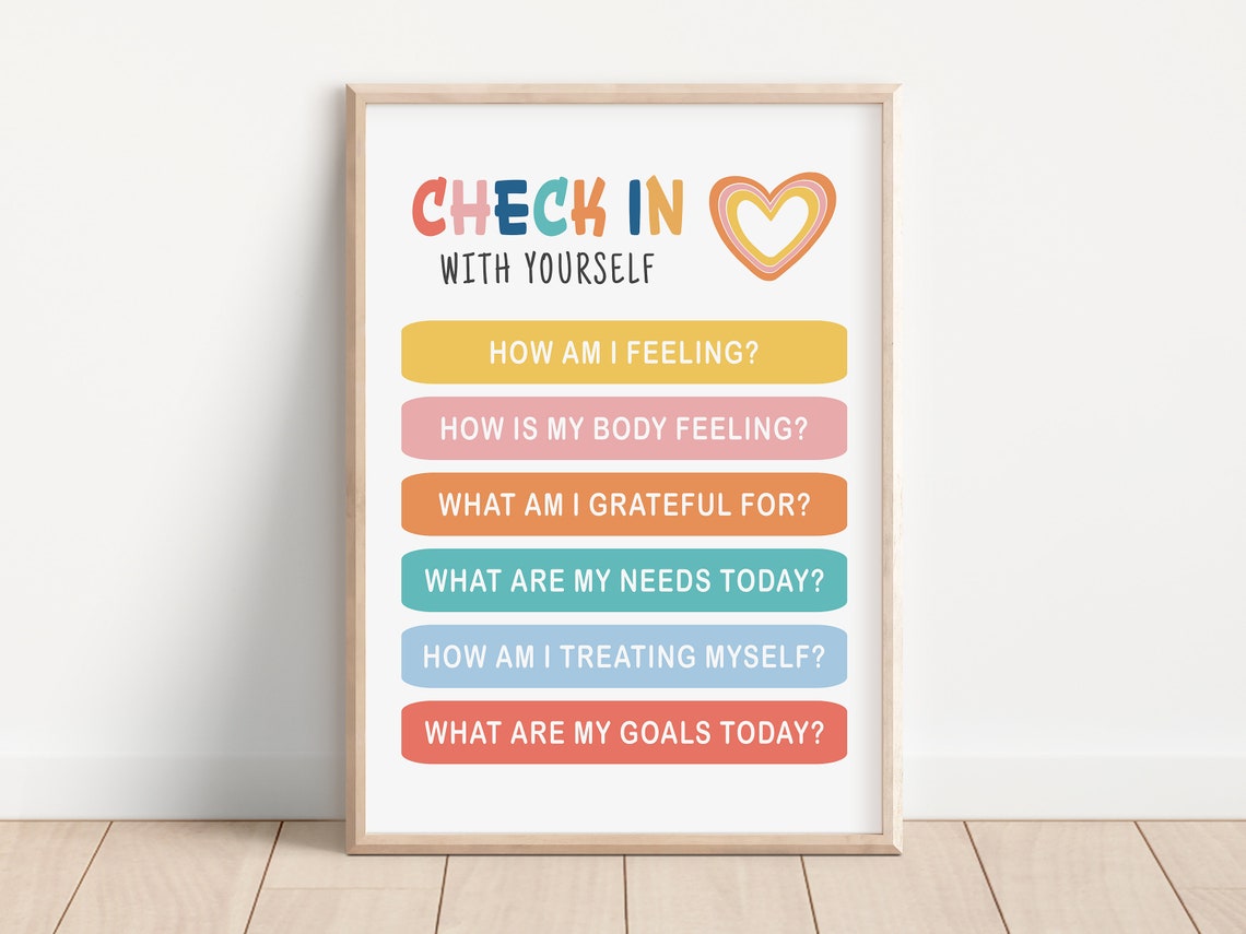 Check In With Yourself Daily Mental Health Self Care Quote Poster - Image 3