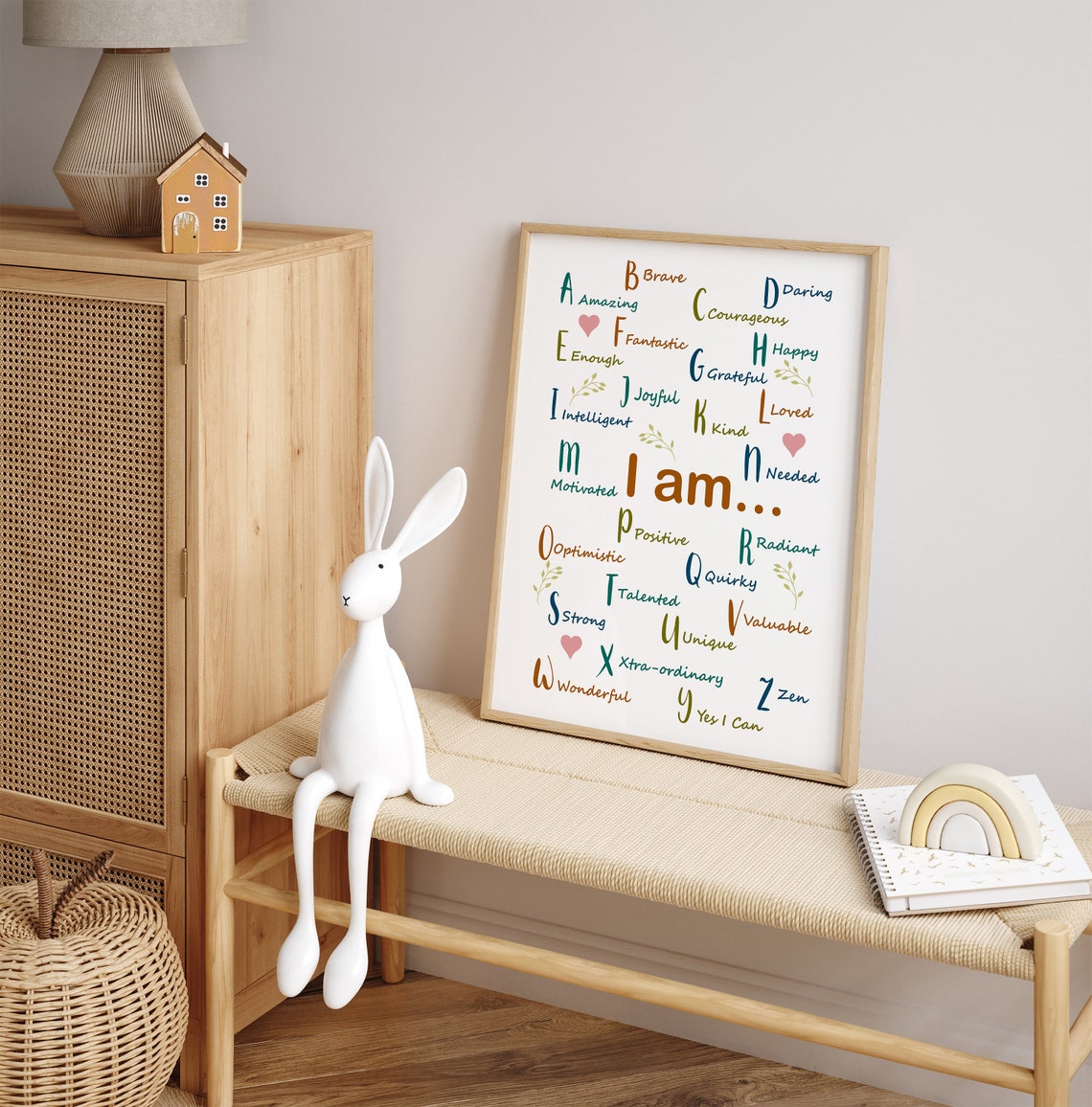 I Am ABC Affirmations A To Z Positive Words Kids Classroom Poster - Image 3