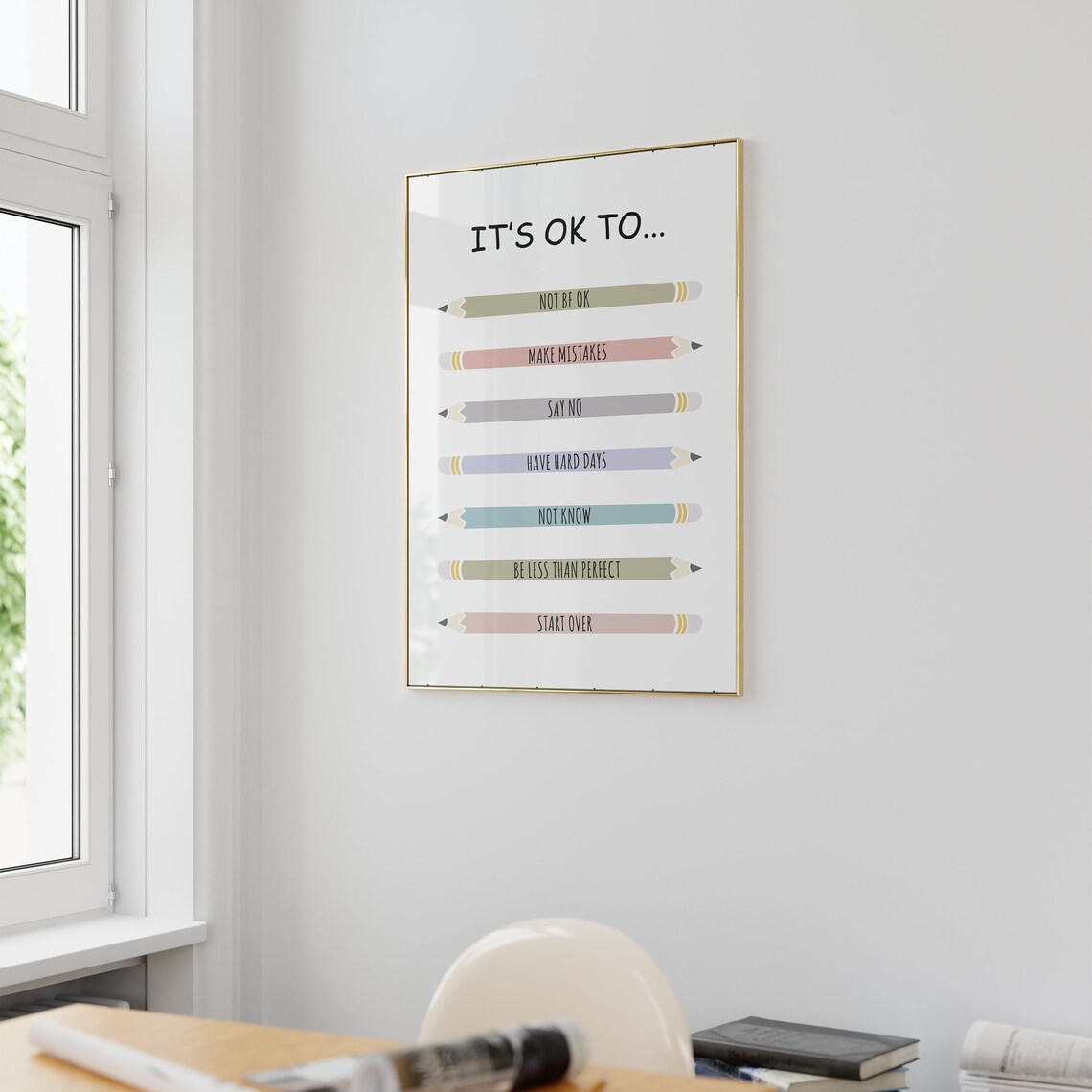 Its OK To Not Be OK Pastel Pencils Kids Therapy Office Poster - Image 2