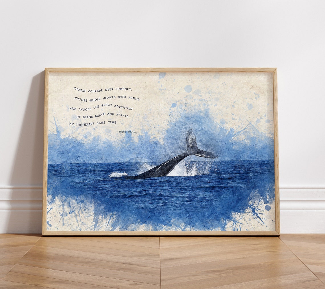 Brene Brown Quote Inspirational Quotes Wall Art Therapy Office Decor Watercolor Art Print Choose Courage Over Comfort - Image 2