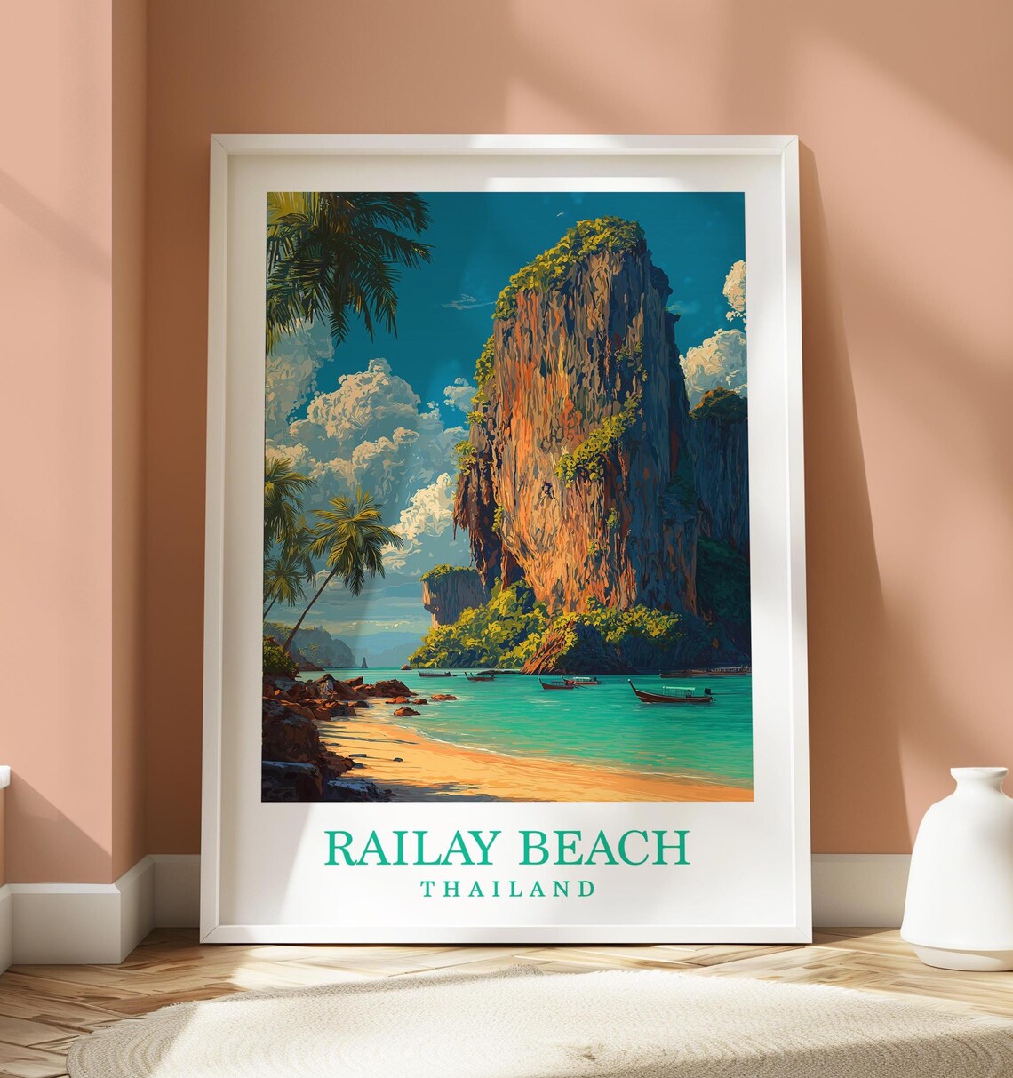Railay Beach Travel Poster, Thailand Home Decor