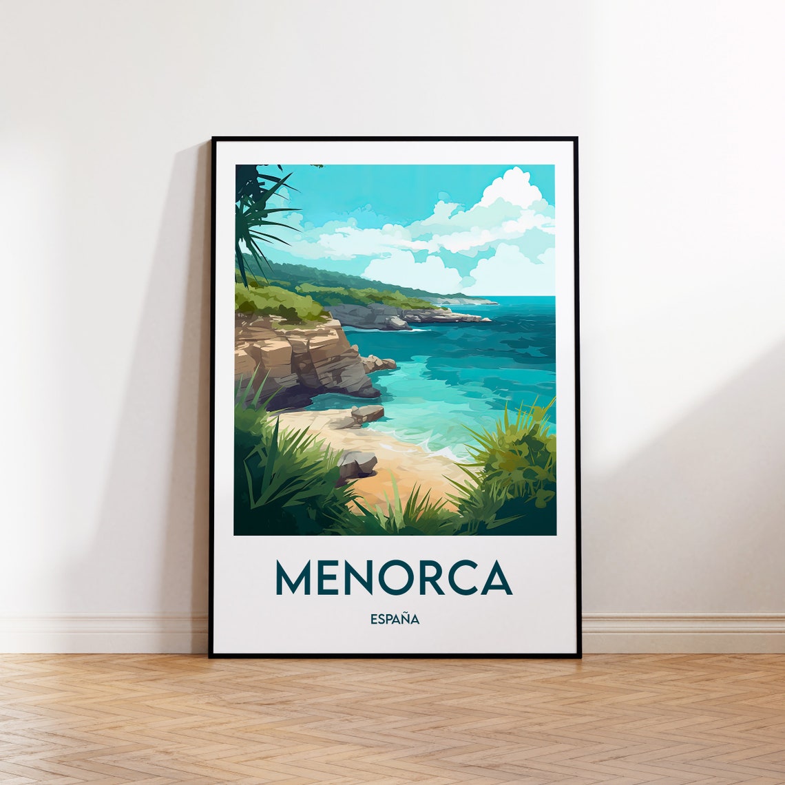 Menorca Espana Coastal Cliffs And Turquoise Water Travel Poster