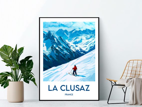 La Clusaz Poster Ski Art Print Resort France Gift
